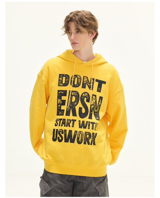 Letter Print Hoodies - Yellow
