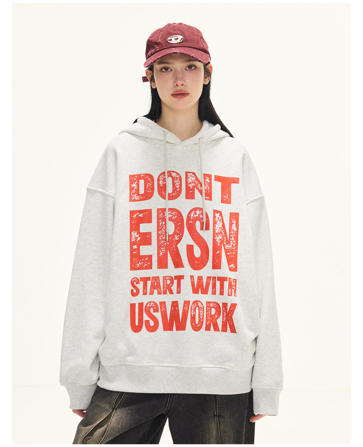Letter Print Hoodies - White