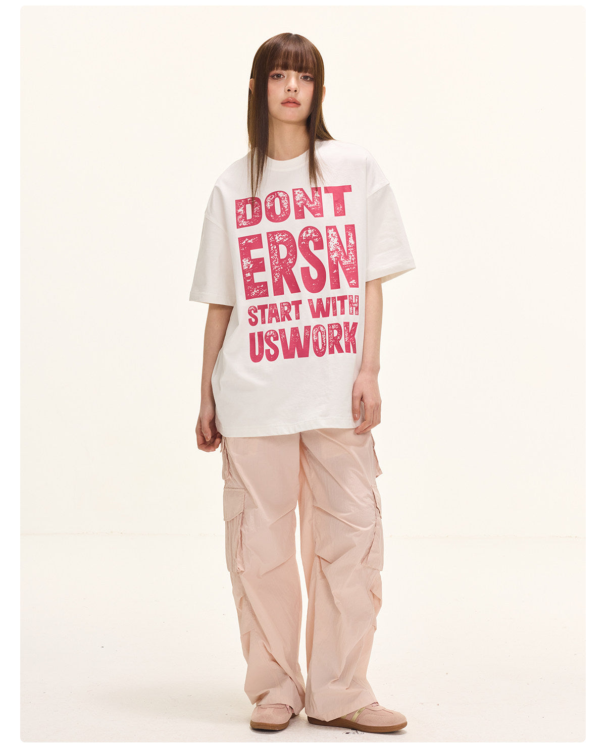Letter Print Loose T-shirt - White