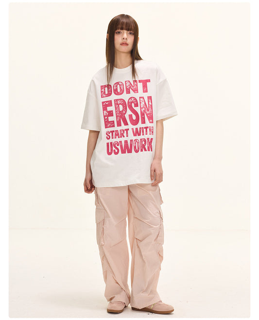 Letter Print Loose T-shirt - White