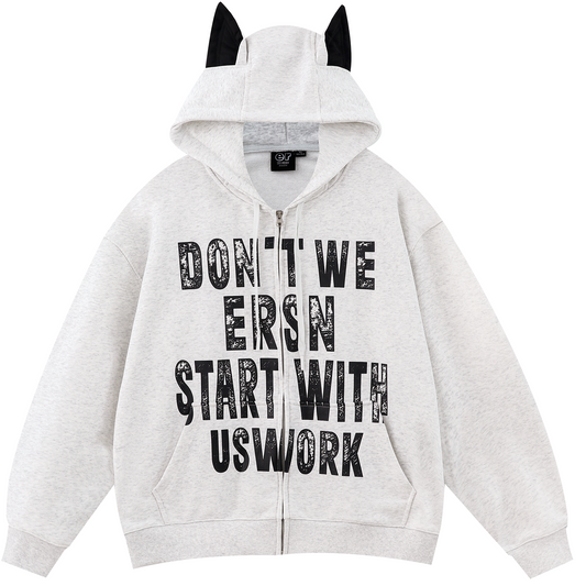 Letter Print Coat - White