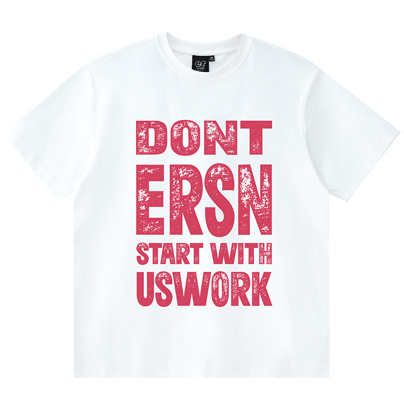 Letter Print Loose T-shirt - White