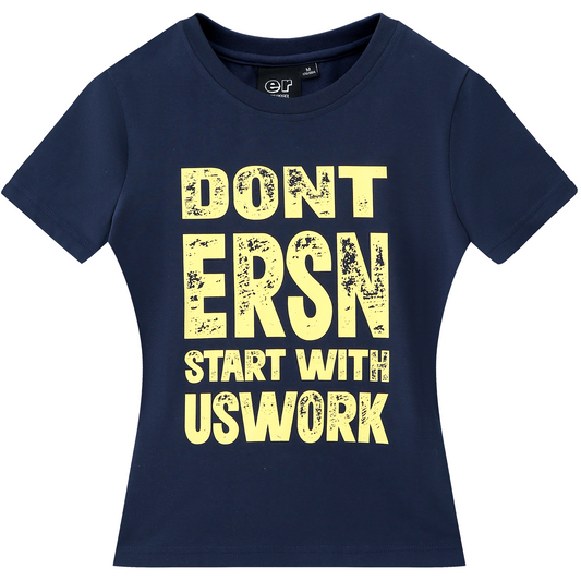 Letter Print Slim T-shirt - Navy